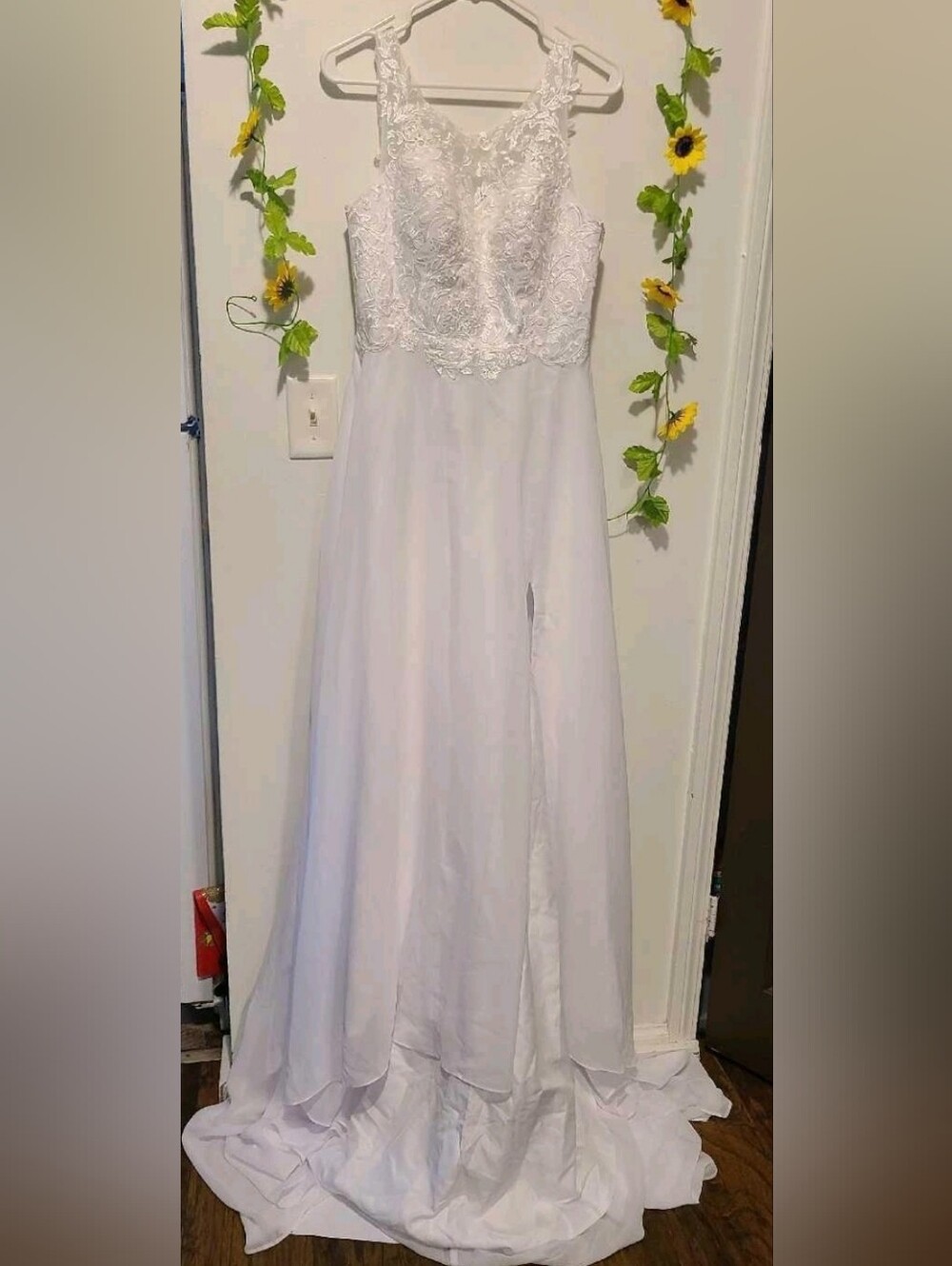 New Sz 10 Womens Chiffon Boho Wedding Gown Dress